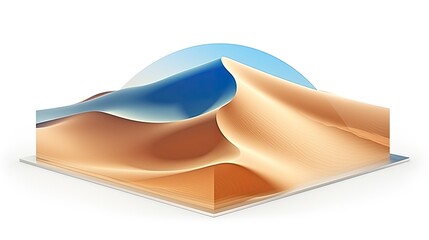 This is a 3D illustration of a sand dune. The dune is a light golden color and is surrounded by a light blue sky.
