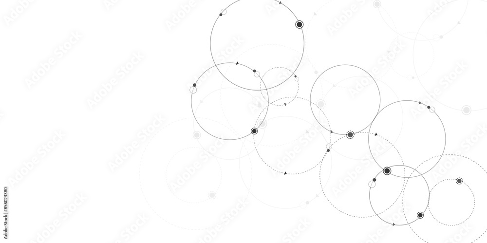 Wall mural vectors geometric circuit dots and lines connection for communication technology and social network 