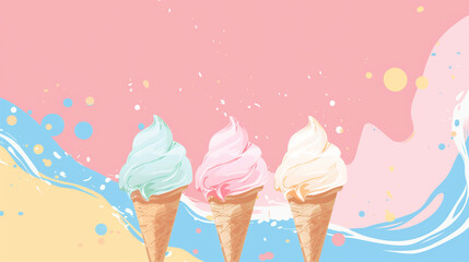 Colorful soft serve ice cream