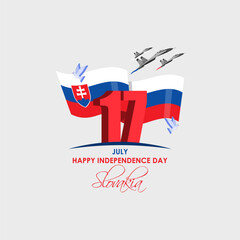 Vector illustration of Slovakia Independence Day social media feed template