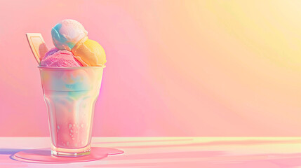 Pop cute cup ice cream wallpaper background
