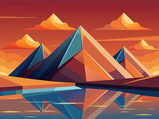 Pyramids with a large, reflective pool in front