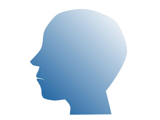 シンプルな青いグラデーションの横顔の横顔シルエット