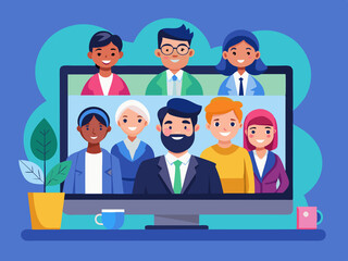 Group of employees in a video conference