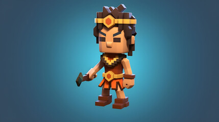 Avatar game Icon 3d rendering pixel