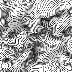Design an image representing noise using a contour drawing style. Use clean, precise lines to create an abstract pattern