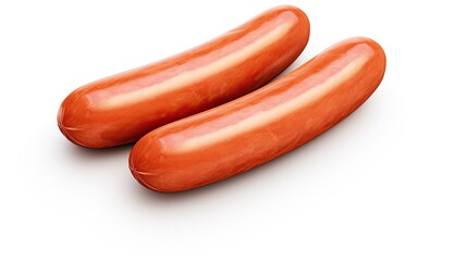 Naklejka premium Two juicy sausages isolated on white background.