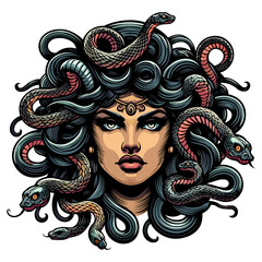 greek goddess medusa in flat vector illustration style good for t-shirt print animation and graphics © Dagger505