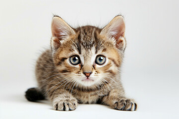 Obraz premium 子猫、白背景、正面、可愛い