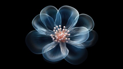 Obraz premium 3D rendering of a beautiful flower with intricate details. The petals are delicate and translucent, and the veins are clearly visible.