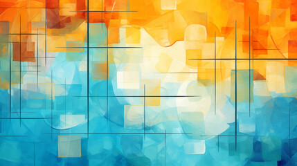 Obraz premium Vibrant Geometric Abstraction with Warm and Cool Hues