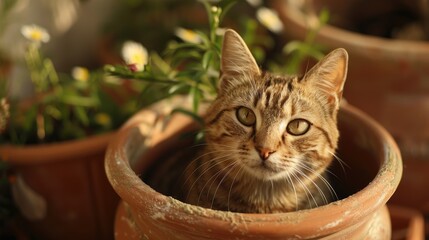 Close up of cat in pot