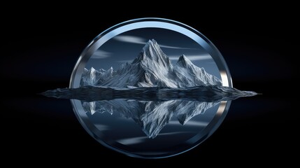 Obraz premium 3D rendering of a majestic mountain range, with a glowing blue lake in the foreground.