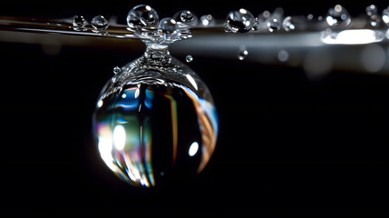 Macro Shot of Water Droplet with Dramatic Lighting