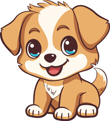 Cute cartoon vector dog, puppy