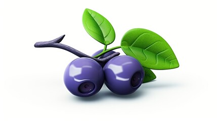 A photo of a handful of blueberries. The blueberries are dark blue and plump, and the leaves are a deep green.