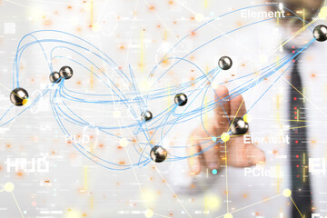 Global network. Blockchain. 3D illustration. Neural networks and artificial intelligence. Abstract