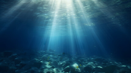 Dark blue ocean surface seen from underwater