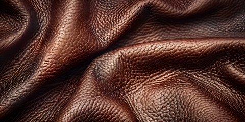 Smooth leather texture in a rich brown color, providing a luxurious and durable background, suitable for premium leather goods or high-end fashion accessories 