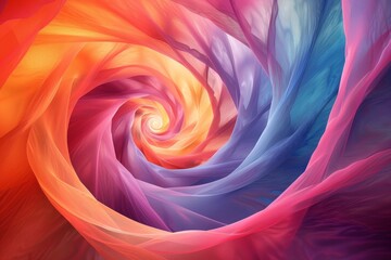 Vibrant abstract spiral of colorful swirls, creating a dynamic and energetic visual for creative backgrounds or artistic projects.