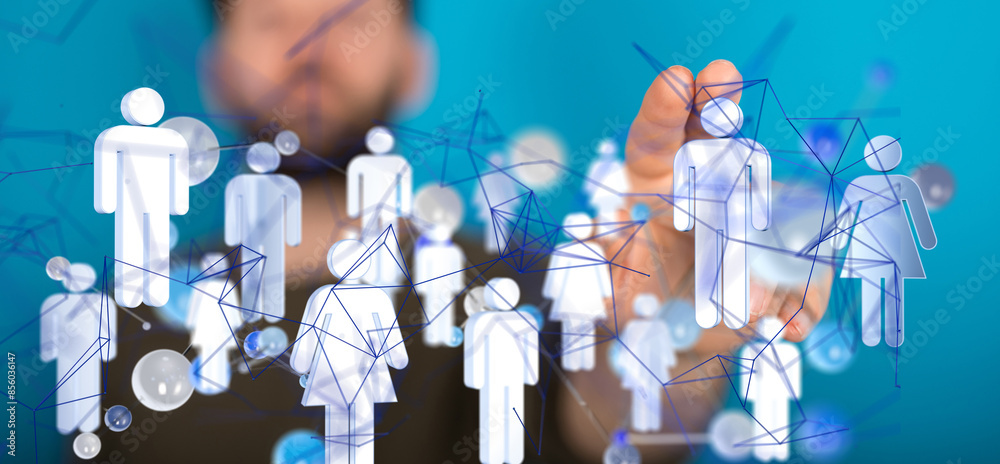 Poster conference digital network and data concept 3d