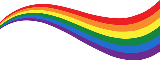 LGBTQ Pride Flag Wave Background, Pride Rainbow Flag Illustration Isolated on White Background.  Banner Template for Pride Month.