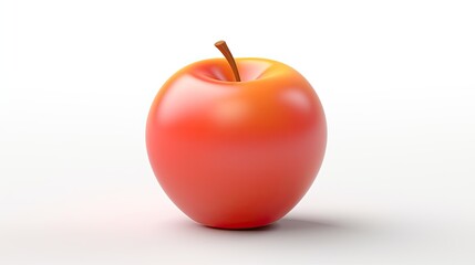 Obraz premium 3D rendering of a red apple on a white background. The apple is smooth and shiny, and the light is reflecting off of it.