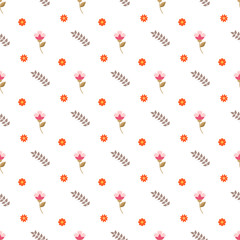 Hand drawn colour small flower pattern design.