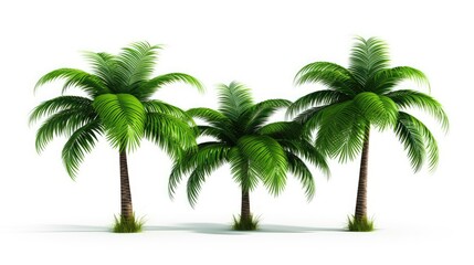 Obraz premium Three palm trees isolated on white background. 3D rendered image.