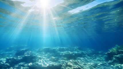 Dark blue ocean surface seen from underwater