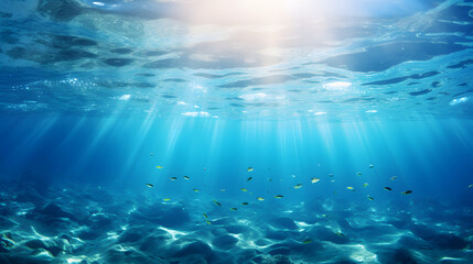 Dark blue ocean surface seen from underwater