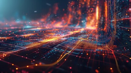 Fototapeta premium futuristic city with a lot of lights and lines