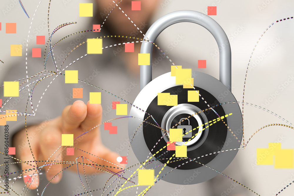 Poster security data code digital concept
