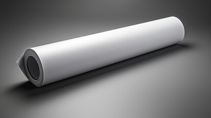 A simple 3D rendering of a white paper roll. The paper roll is placed on a gray surface. The image is well-lit and the paper roll is in focus.