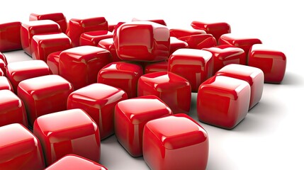 Obraz premium Red glossy cubes. Abstract background. 3d rendering illustration.