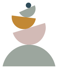 abstract geometric poster with balance shapes, stones. Pastel colors, texture. Modern trendy style. Geometric hand drawn design for wallpaper, wall decor, postcard, print. Vector illustration