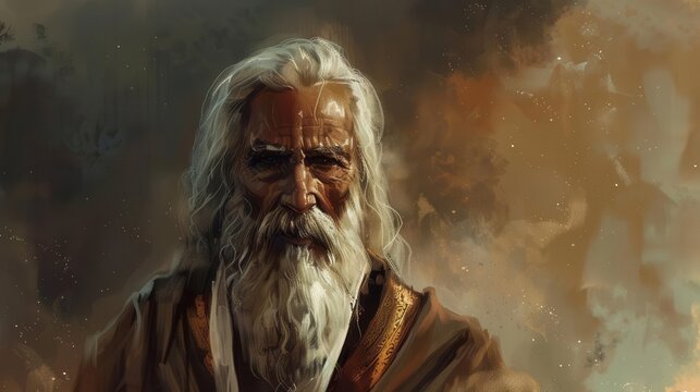enoch the biblical patriarch religious figure portrait digital painting illustration