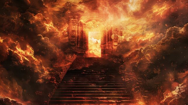 entrance to hell dantes inferno inspired dramatic illustration digital art