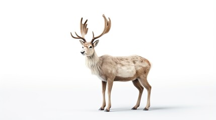 Fototapeta premium A majestic deer stands tall in the snow-covered forest.