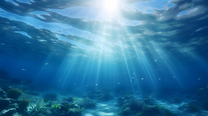 Obraz premium Dark blue ocean surface seen from underwater