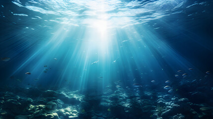 Obraz premium Dark blue ocean surface seen from underwater