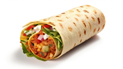 Fototapeta na wymiar A delicious and healthy burrito, made with fresh ingredients. The perfect meal for a quick and easy lunch or dinner.