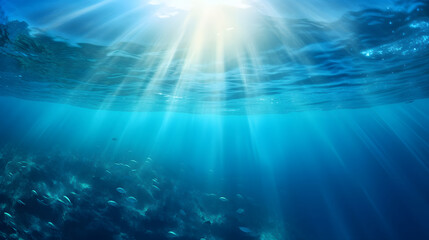 Obraz premium Dark blue ocean surface seen from underwater