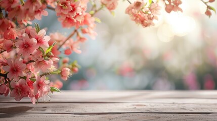 Product placement opportunity with spring flowers and blurred backdrop