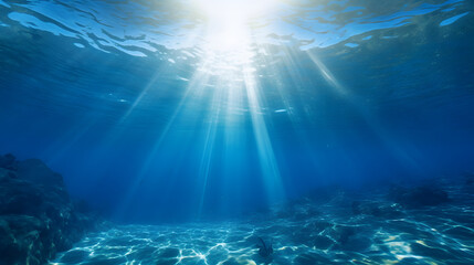 Obraz premium Dark blue ocean surface seen from underwater