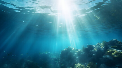 Obraz premium Dark blue ocean surface seen from underwater