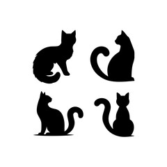 sitting cat silhouette set Minimalist cat outline vector