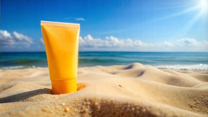 sunscreen on the sand, professional photo