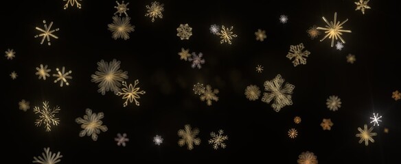 Winter Snow Symphony: Captivating 3D Illustration of Descending Snowflakes for Christmas
