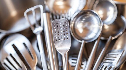 Close up of kitchen utensils background